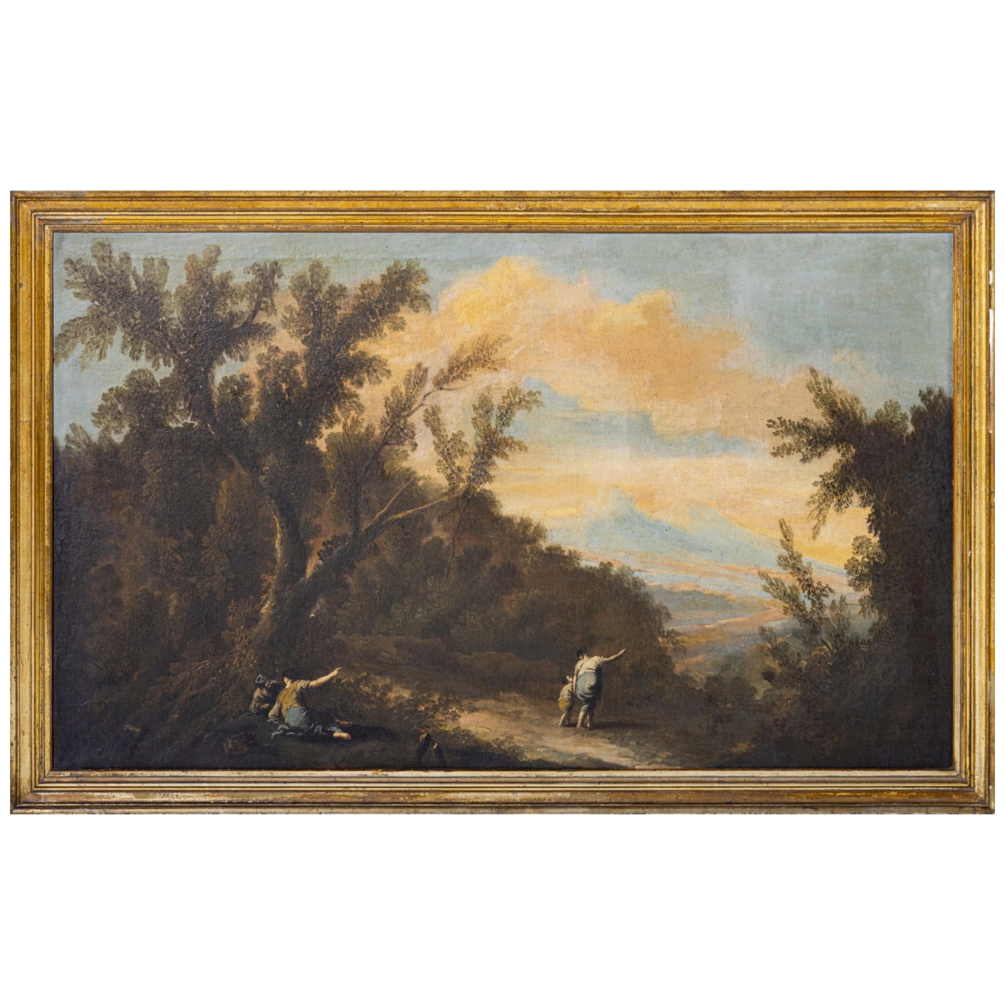 BRITISH SCHOOL  "Landscape with Figures" 19th Century For Sale