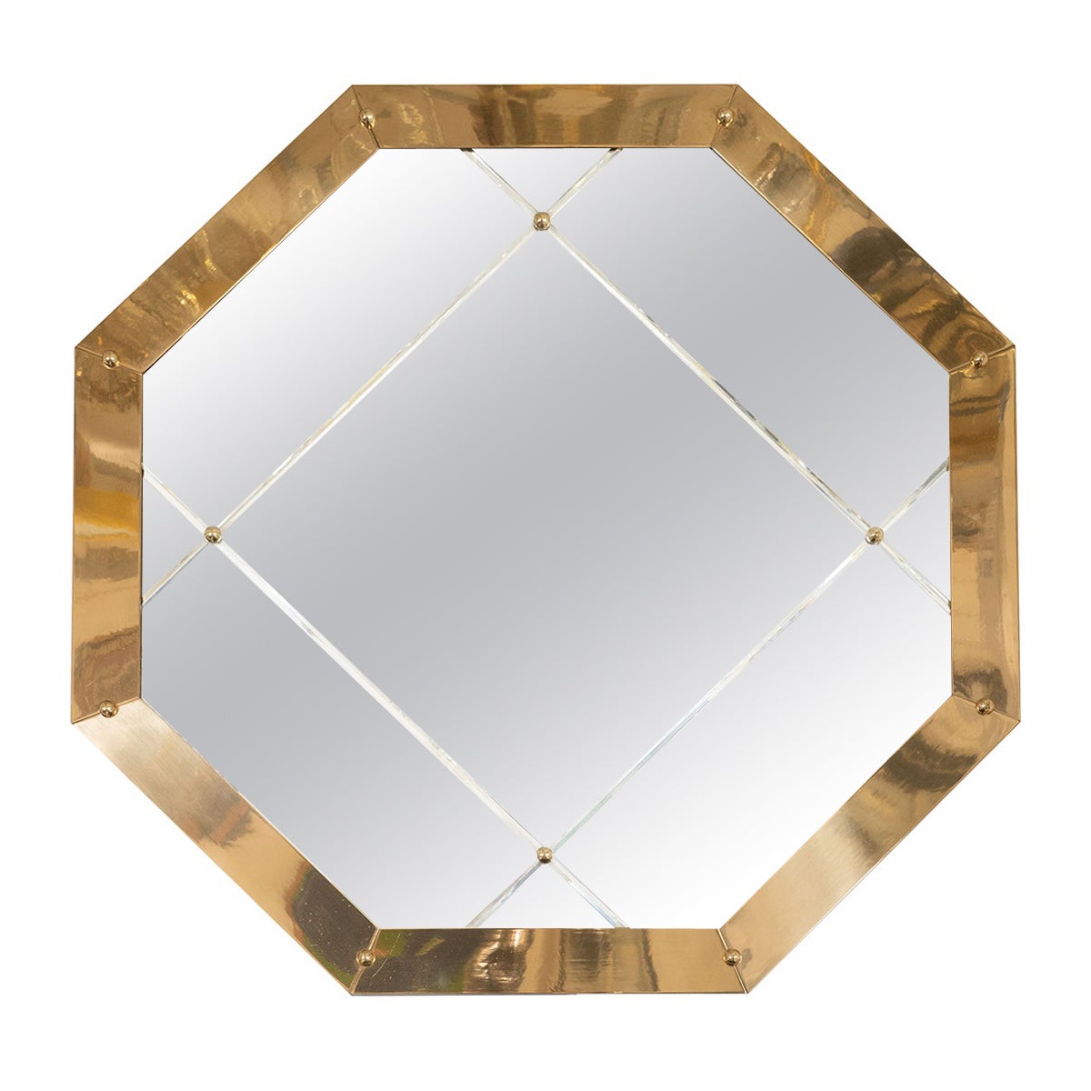 Miroir octogonal en laiton en vente