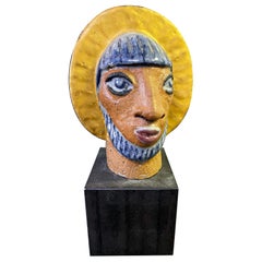 „Sainted Figure“, Art-Déco-Skulptur eines gebärenen Heiligen mit Halo von Jais Nielsen