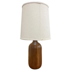 Retro Mid Century Modern Style Walnut Toned Table Lamp.