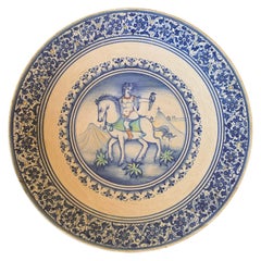 Retro Italian Provincial Deruta Hand Painted Faience Allegorical Pottery Wall Plate