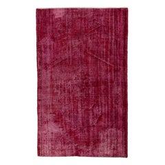 5.8x9.6 Ft Plain Solid Red Handmade Turkish Area Rug with Shabby Chic Style