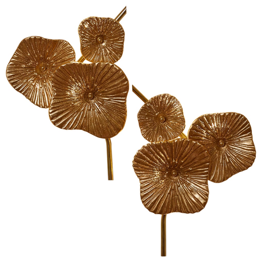 "Golden flowers" sconces by Studio Glustin For Sale