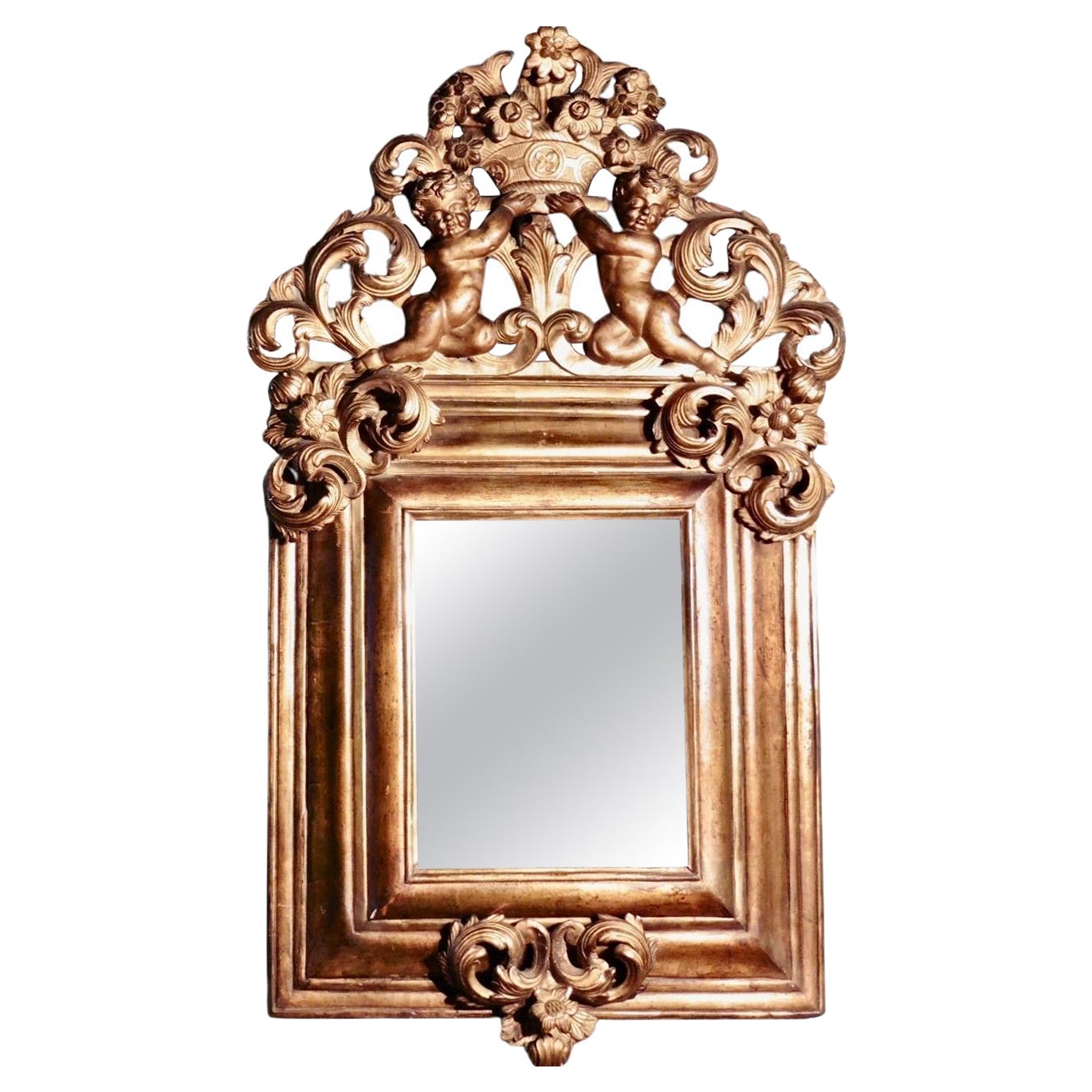 A Superb Large Early 19th Century Carved Gilt Mirror     For Sale