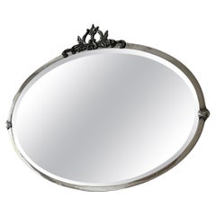 English Art Deco silverplate oval mirror