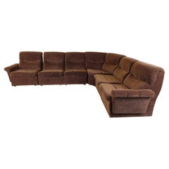 Vintage brown fabric modular sofa, 1970s