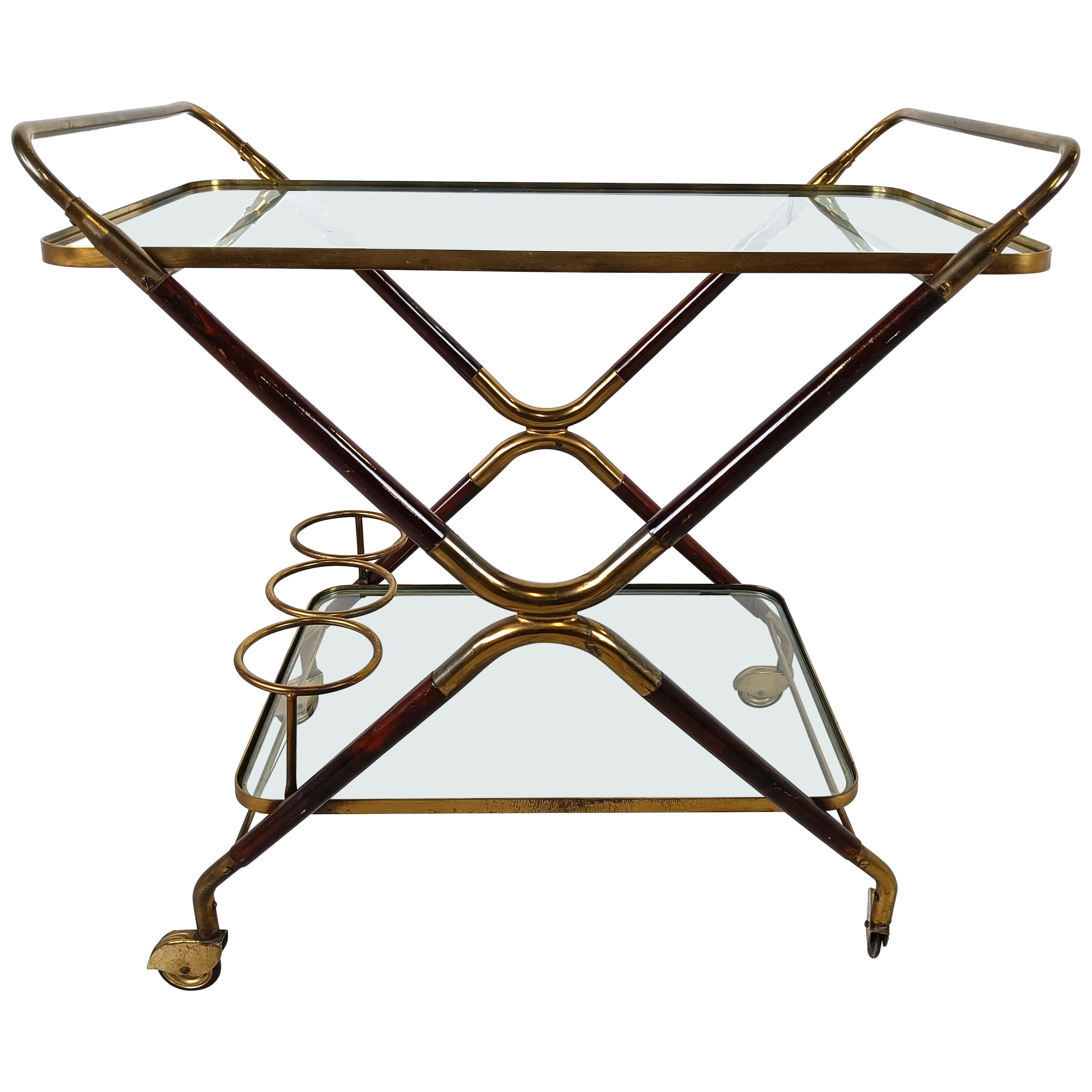 Vintage italian serving trolley by Cesare Lacca, 1950s  For Sale