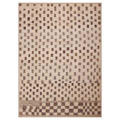 Nazmiyal Kollektion Elfenbein Cremefarbener Moderner Teppich mit geometrischem Stammesmuster 8'9" x 12'2"
