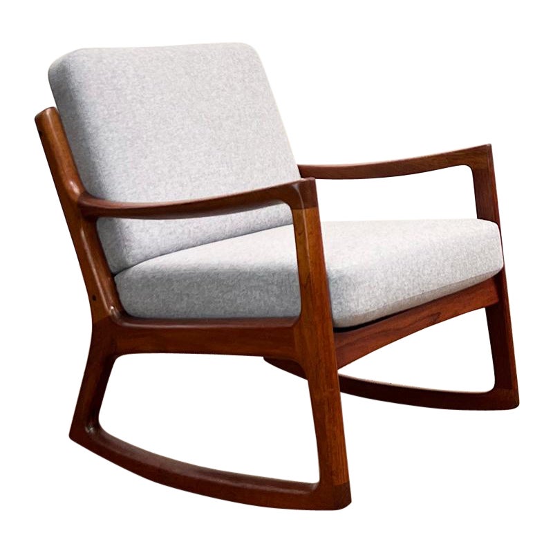 Mid-Century Teak Rocking Armchair by Ole Wanscher for France & Søn, 1950s For Sale