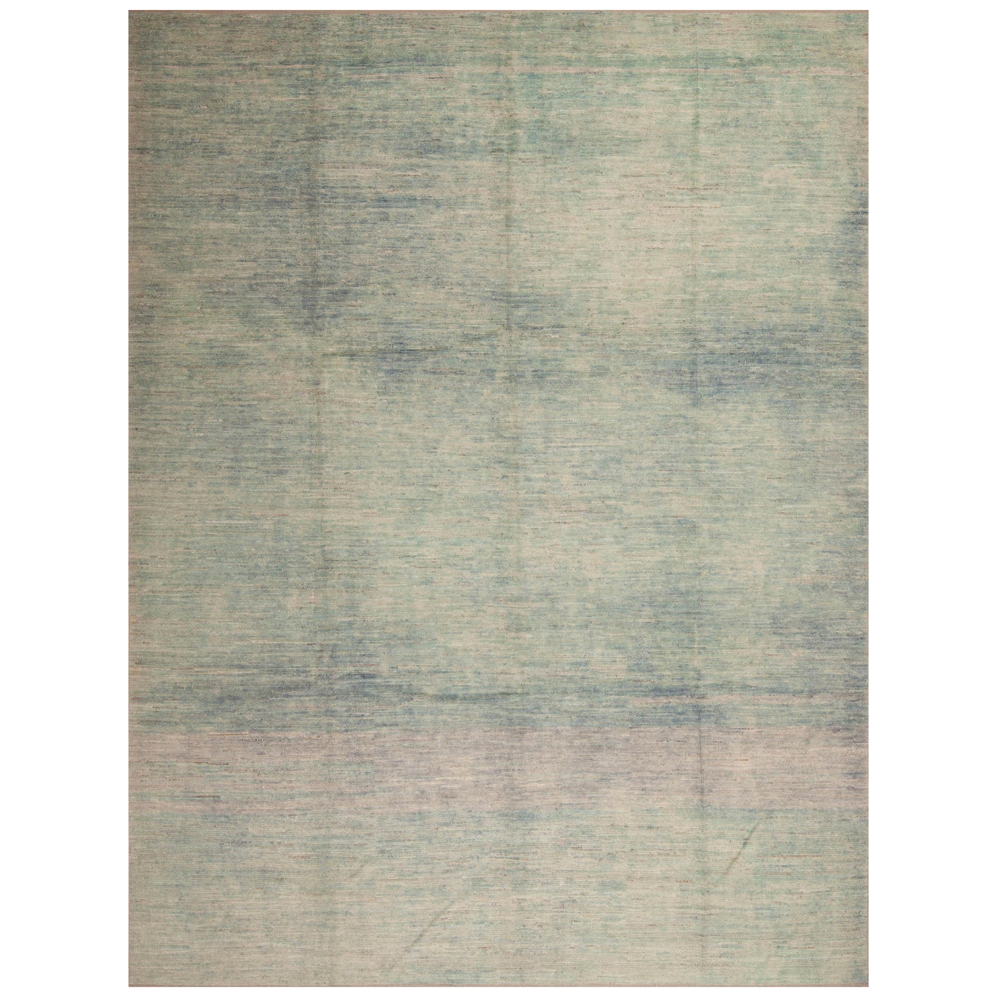 Nazmiyal Collection Green Seafoam Color Artistic Modern Room Size Rug 9'3" x 12' For Sale