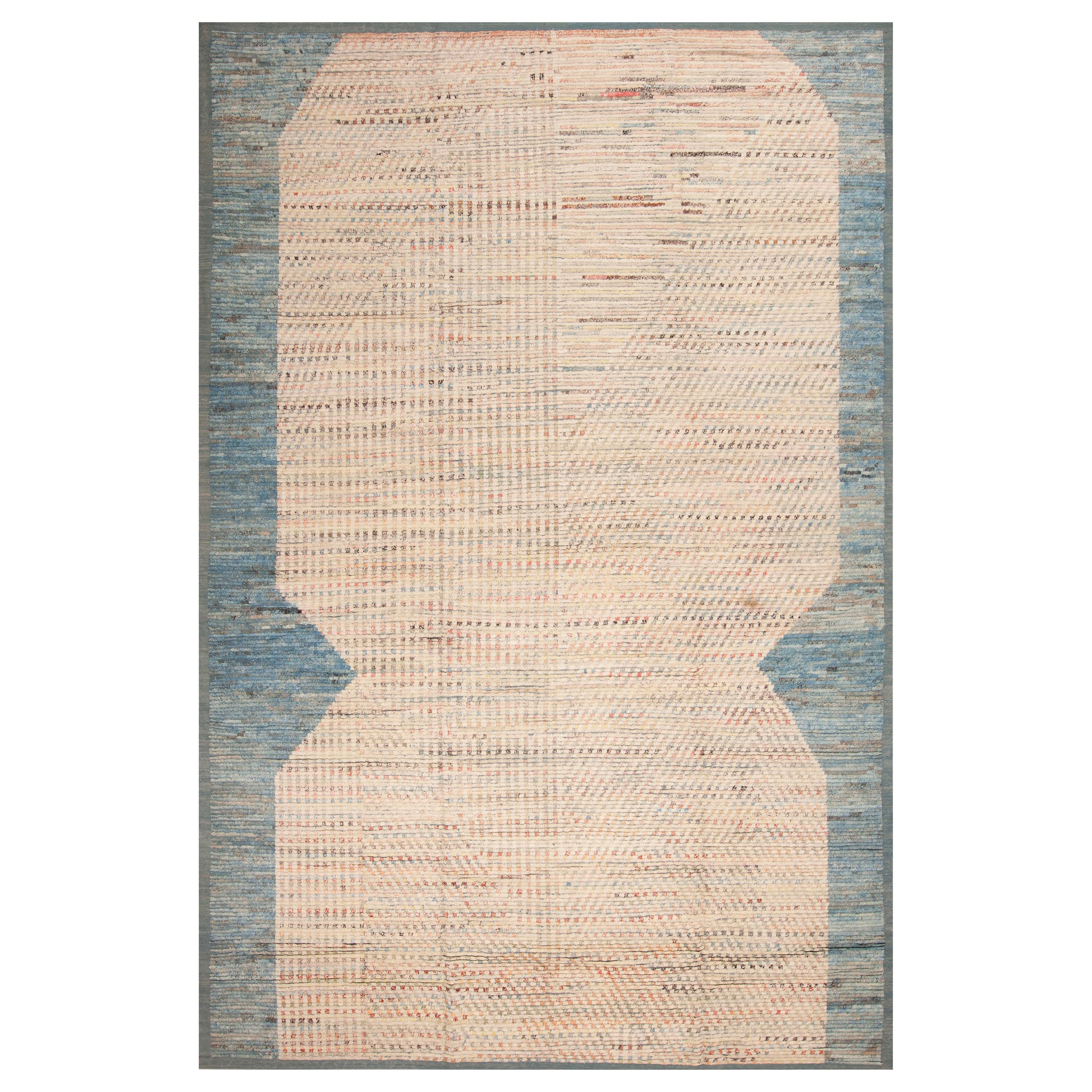 Rustikaler moderner Teppich der Nazmiyal Kollektion mit geometrischem Stammesmuster, 9'6" x 14'