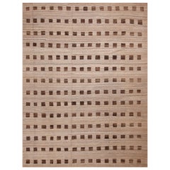 Collection Nazmiyal, motif géométrique neutre carrés, tapis moderne 10'5" x 13'7"