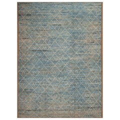 Collection Nazmiyal - Tapis moderne à motif tribal bleu abrache 10'4" x 14'2"