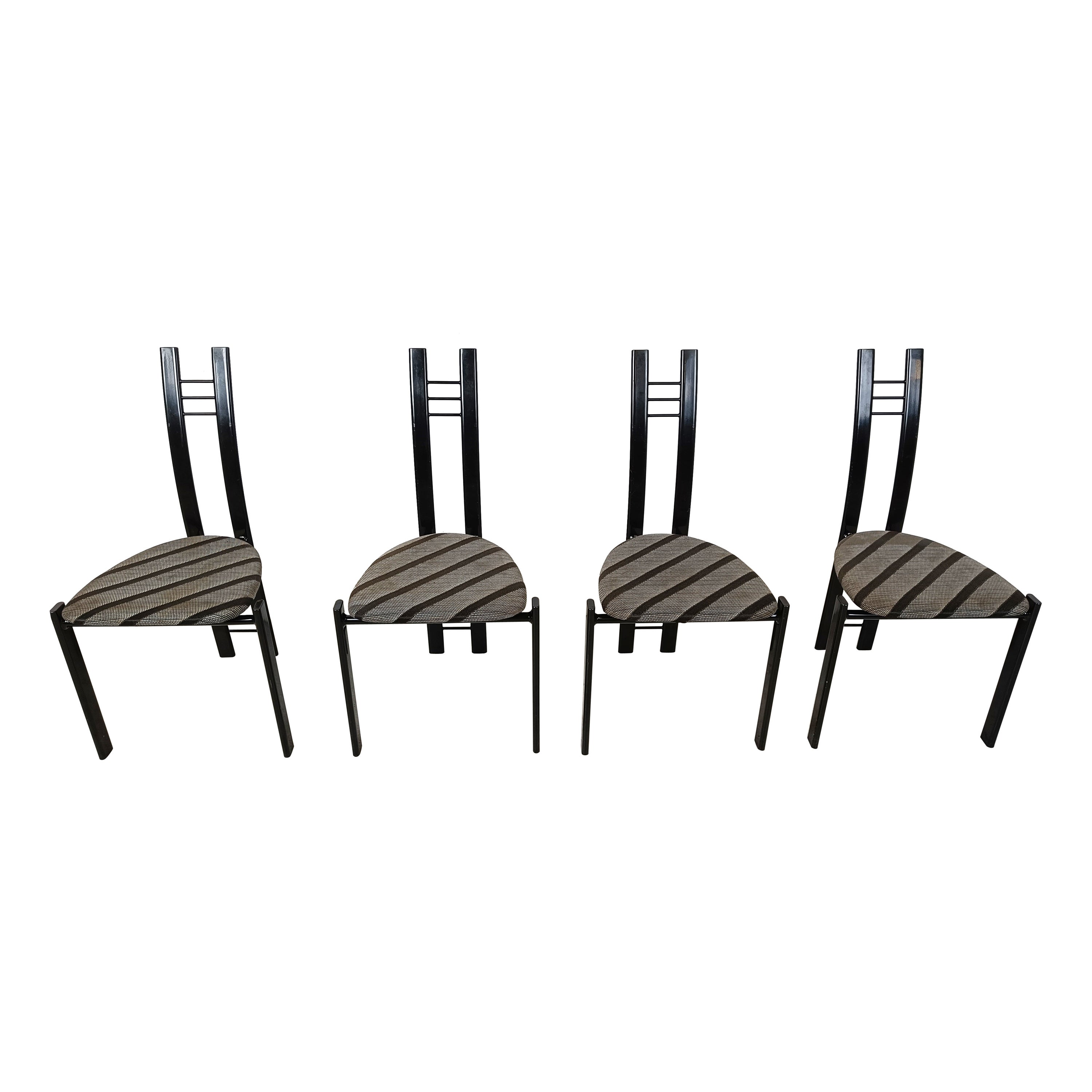 Post modern dining chairs, 1980s set of 4 For Sale