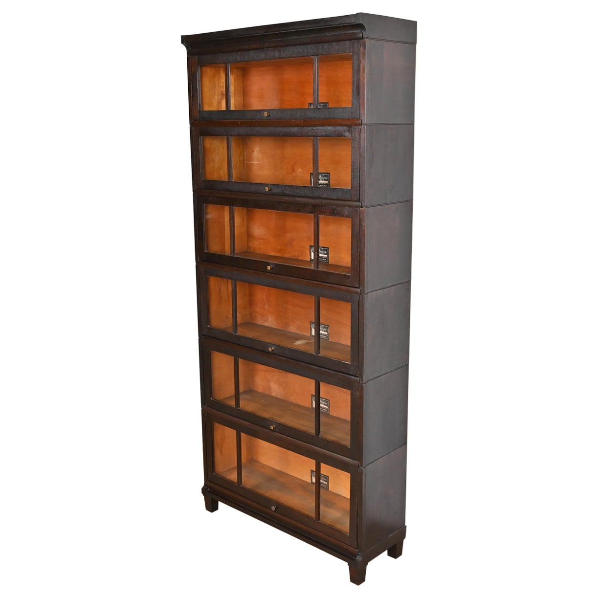 Antique Arts & Crafts Mahogany Viking Six-Stack Barrister Bookcase, Circa 1900 For Sale