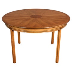 Vintage Hollywood Regency Round Extension Dining Table Thomasville Tamerlane Collection 