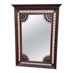 Antique French Breton Mirror Over Mantel Espejo Rectangular Roble Grande Siglo XIX
