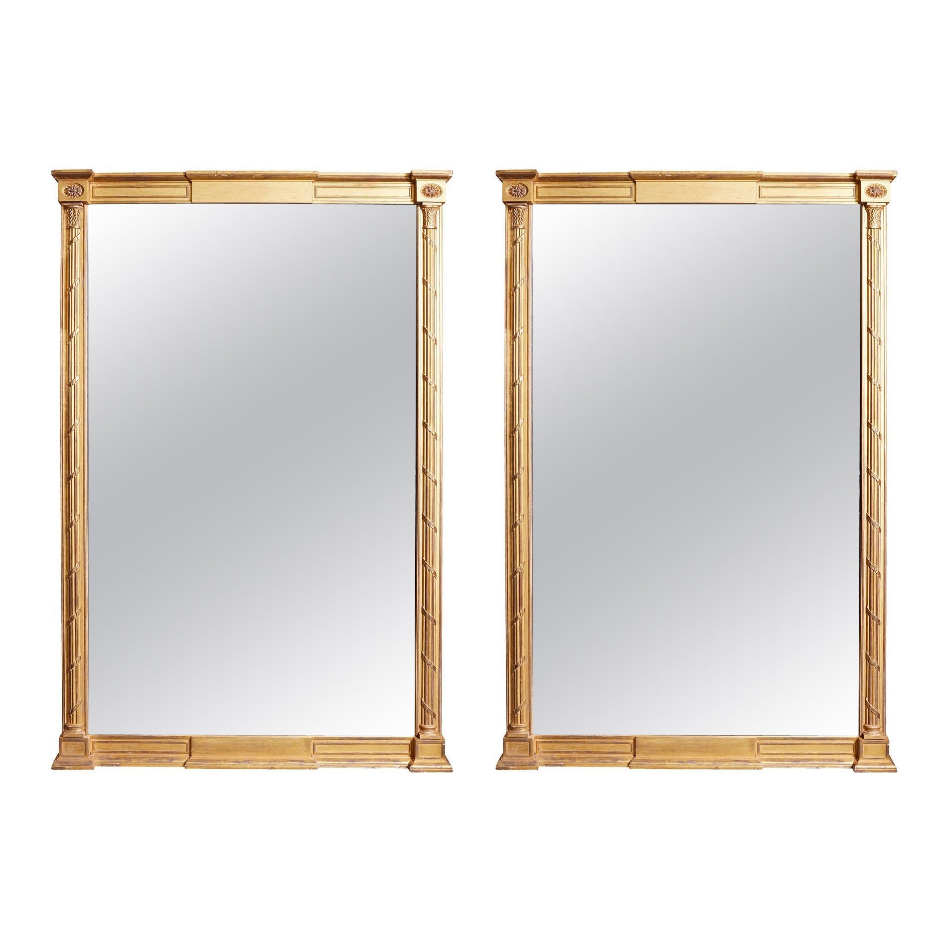Pair of Substantial Georgian Giltwood Mirrors For Sale