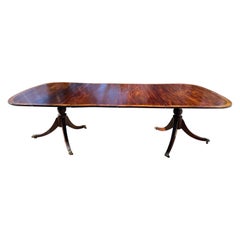Regency mahogany double pedestal dining table 
