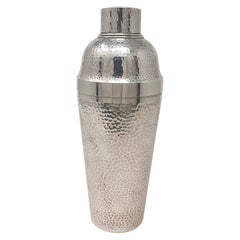 Antique American Art Deco Sterling Silver Hammered Finish Cocktail Shaker.  