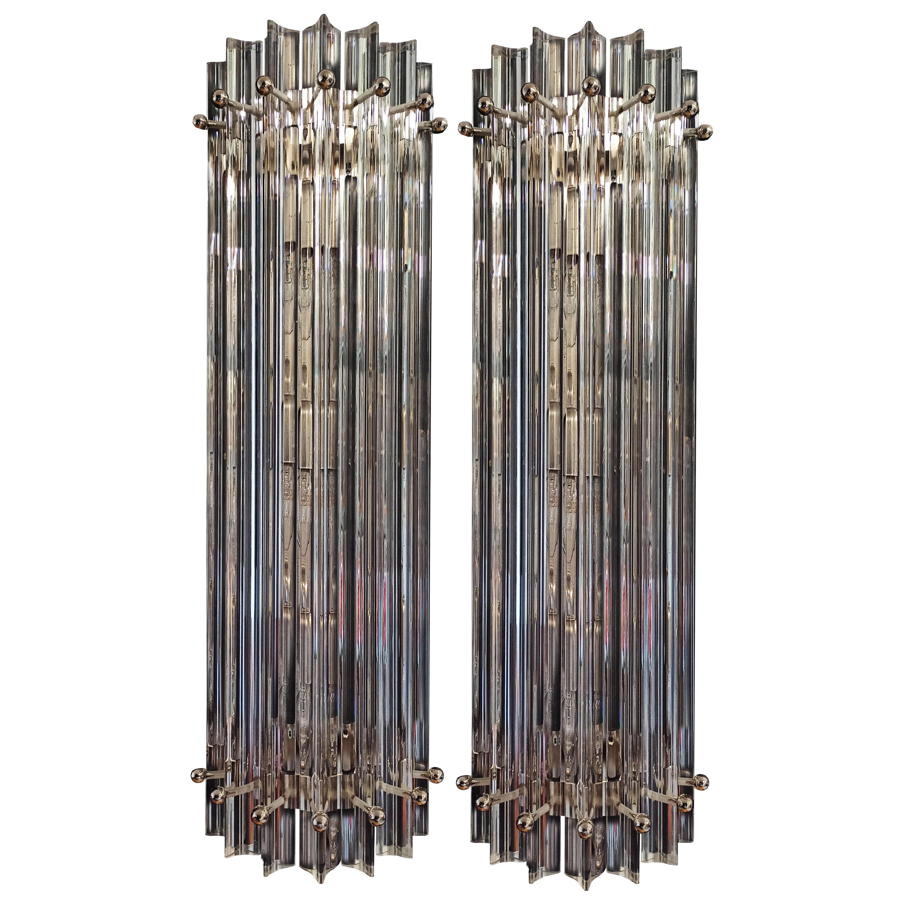 Midcentury Pair Italian Wall Sconces, Murano, 1990s For Sale