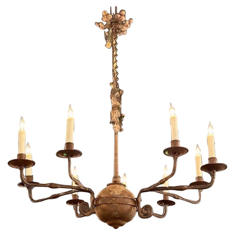 Tuscan Wood and Iron 9-light Chandelier For Sale