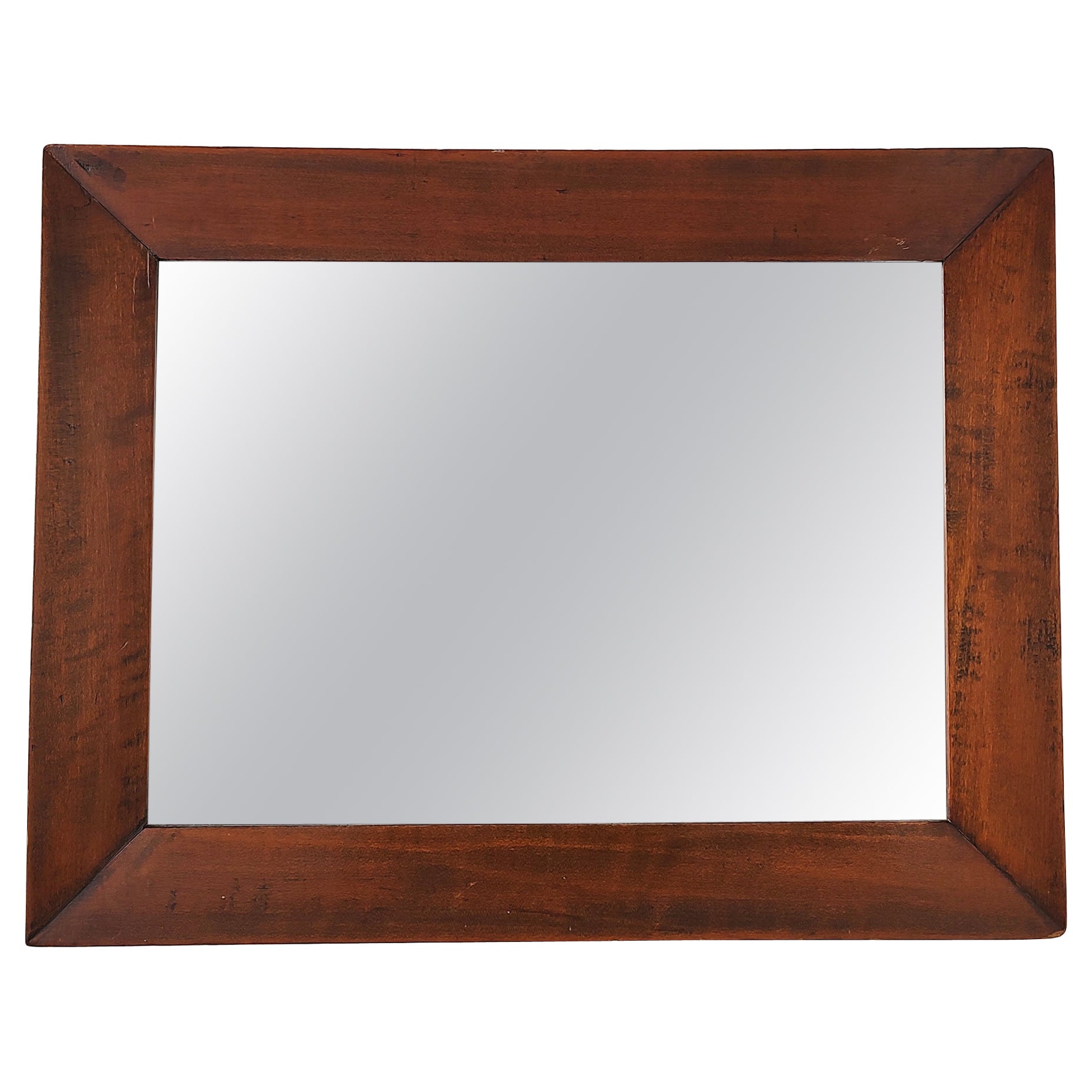 Small Antique Mitered Wood Frame Wall Mirror Early 20th Century For Sale
