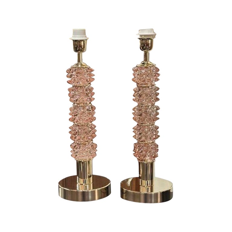 Murano Pink Rostrada Lamps For Sale