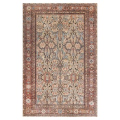 Ancien tapis persan Sultanabad en laine vert fait main