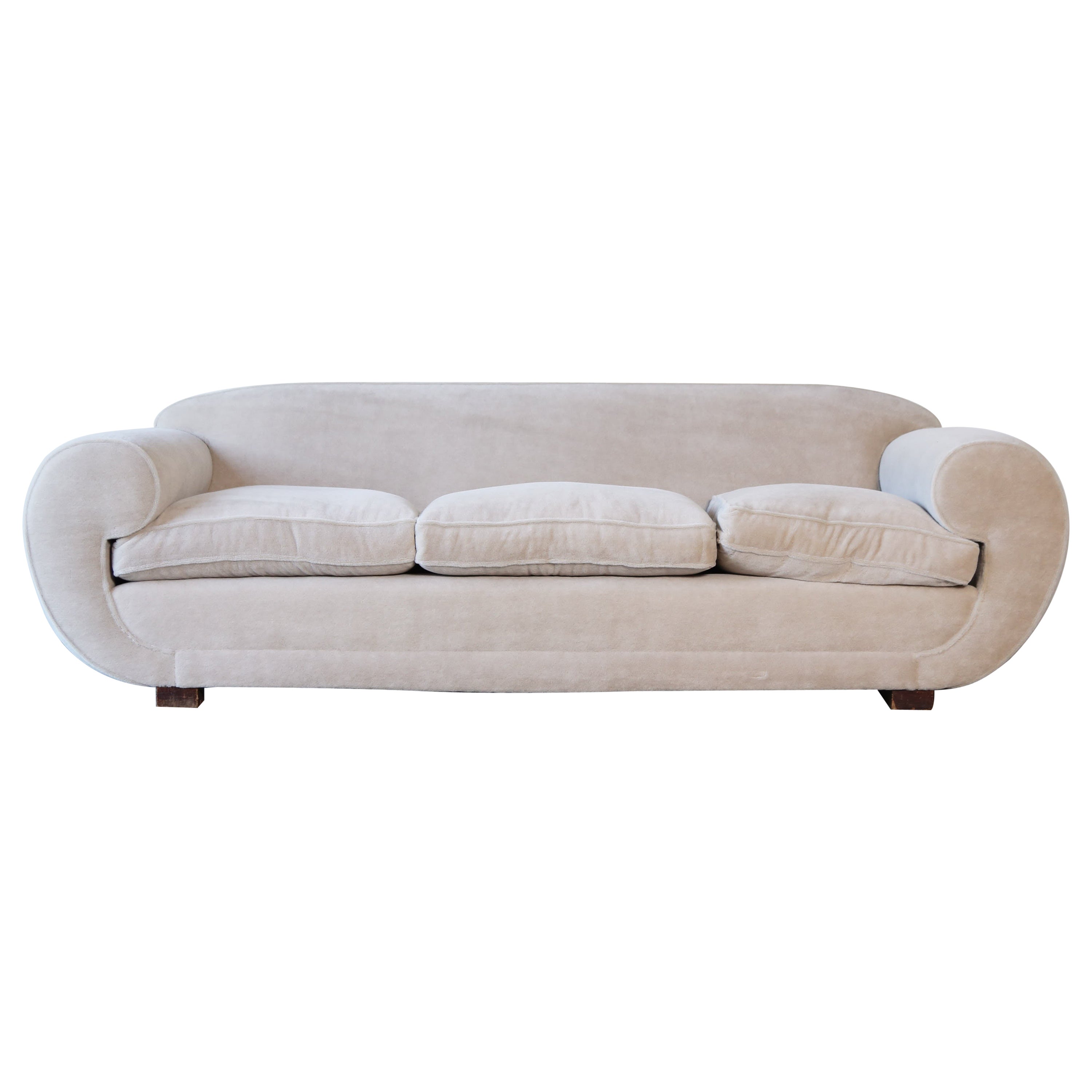 Elegant Art Deco Sofa, France, 1940s, Upholstered in Pure Alpaca