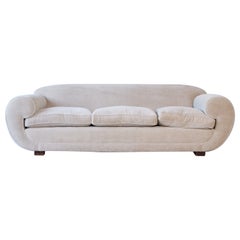 Antique Elegant Art Deco Sofa, France, 1940s, Upholstered in Pure Alpaca