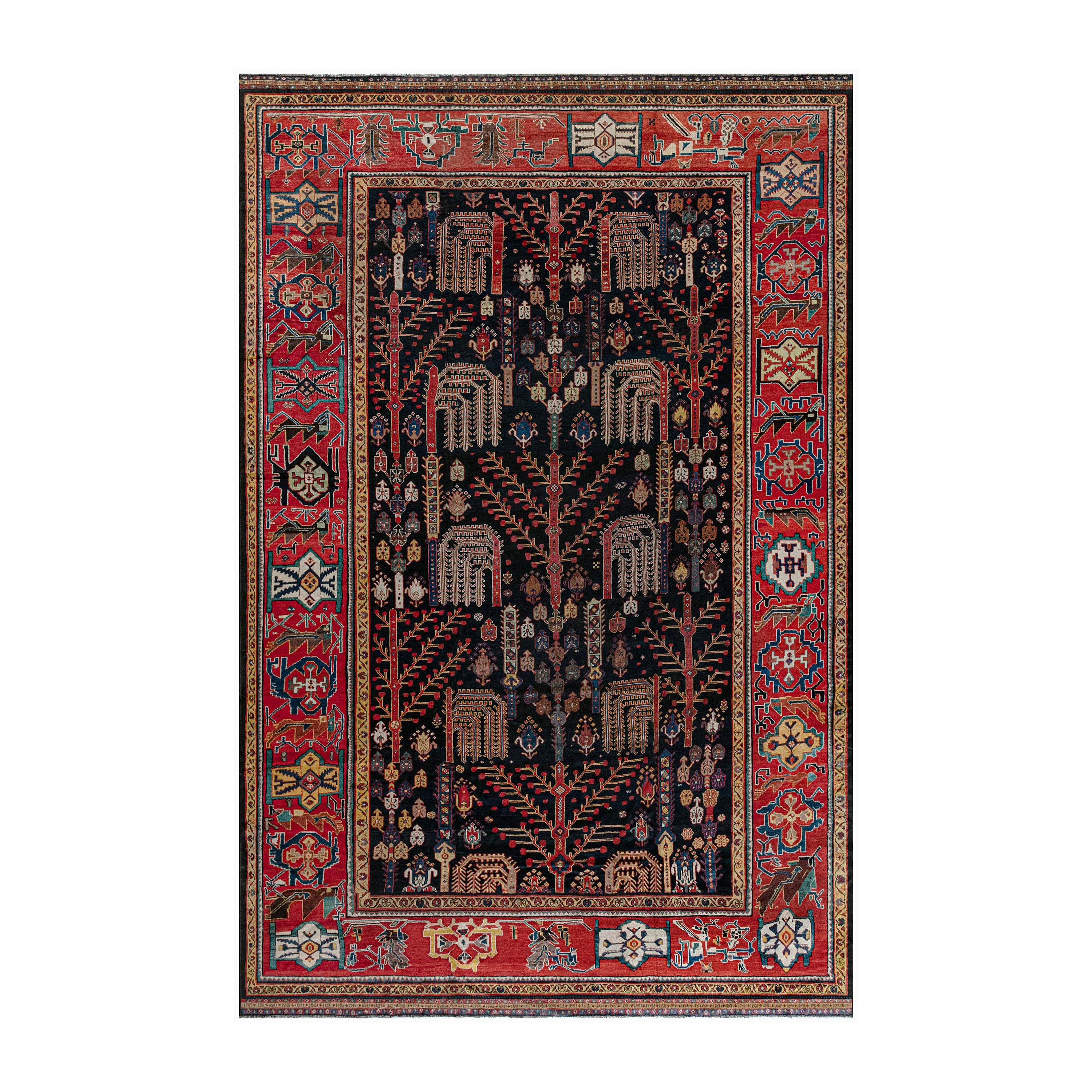 Authentic Persian Bakhtiari Red Handmade Wool Rug