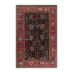 Authentique tapis persan Bakhtiari rouge en laine fait main