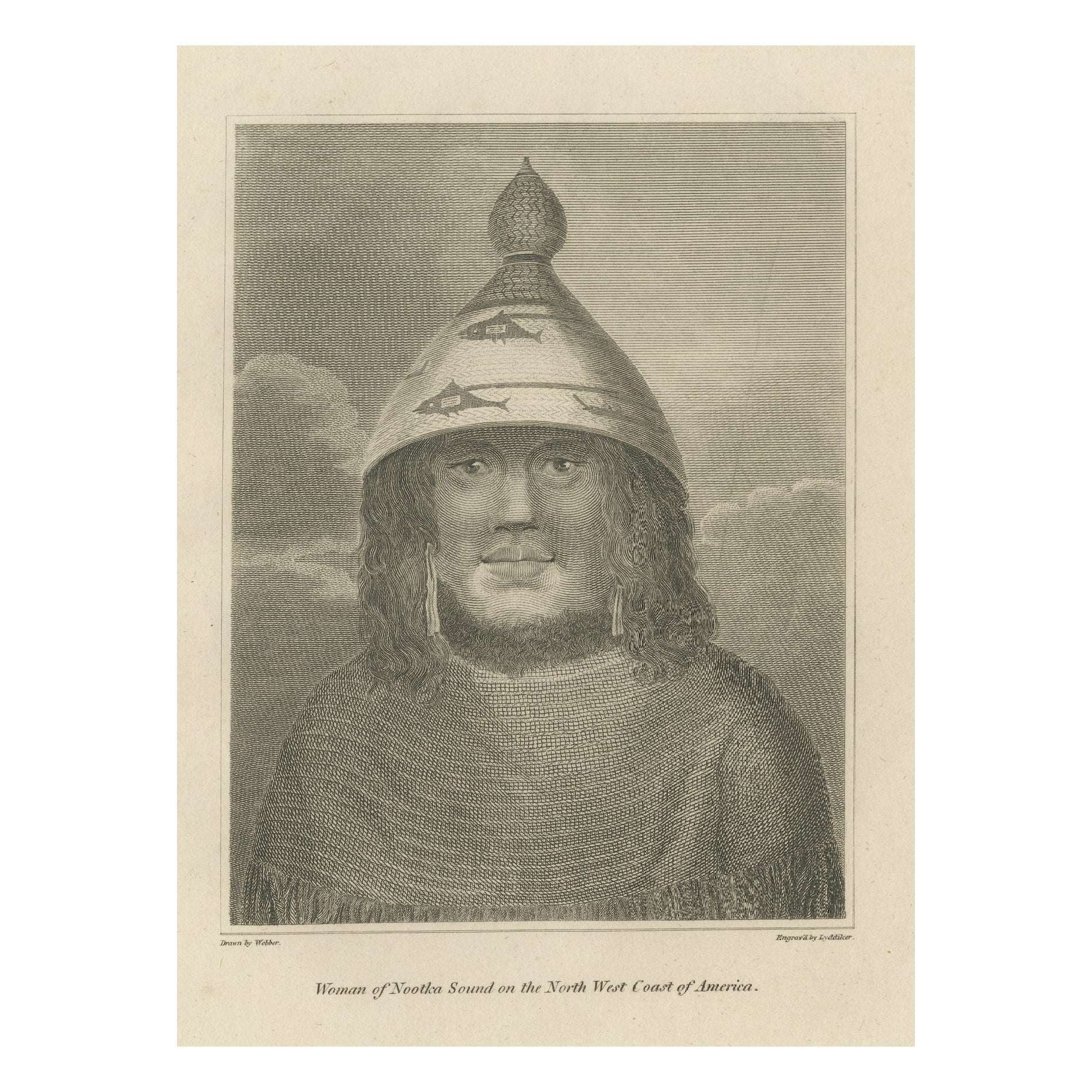 Guardian of Nootka Sound: A Lyddiker Etching from John Webber's Artistry, 1795 For Sale