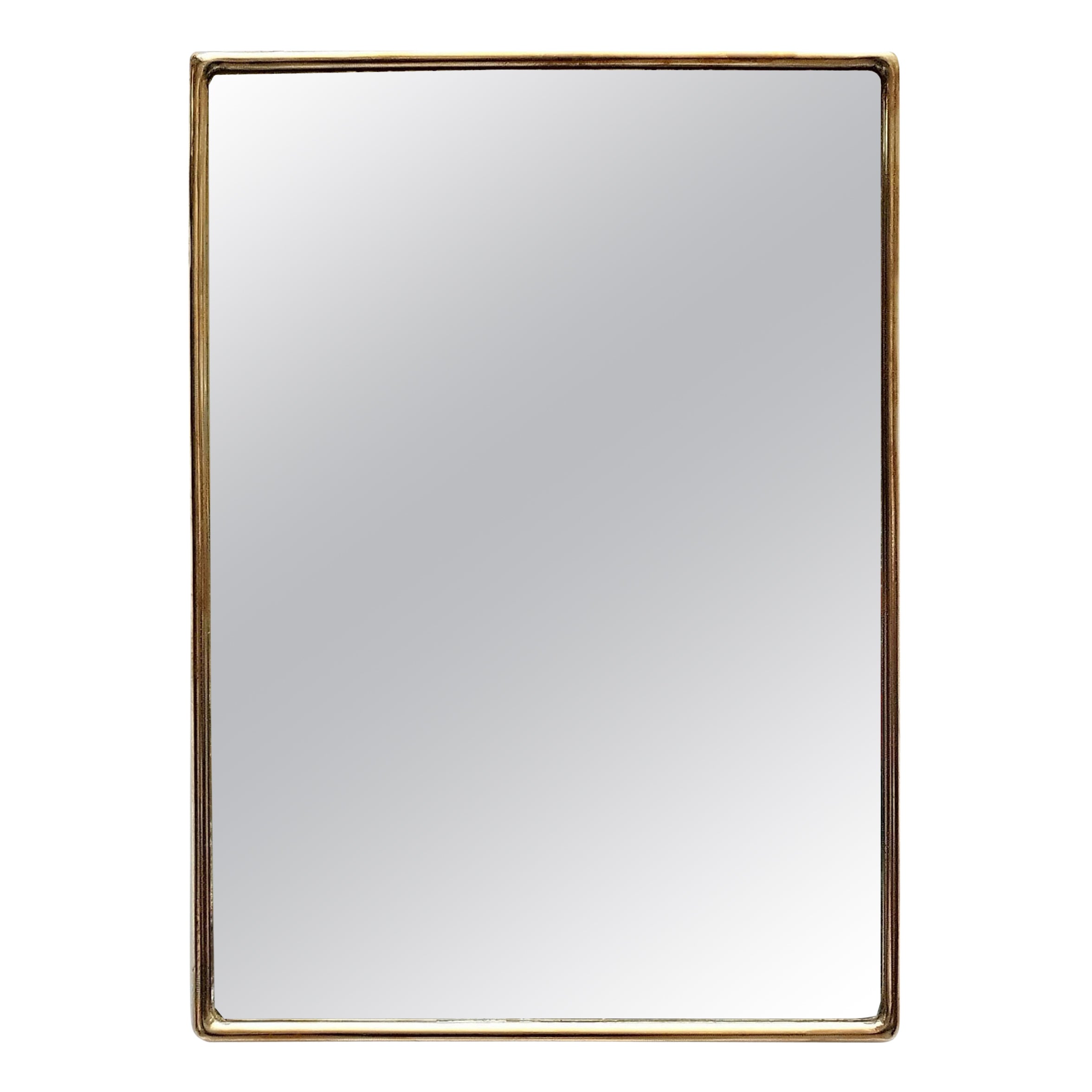 Rectangular Brass Wall Mirror, Italy 1960s