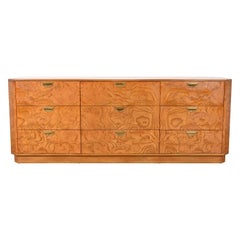 John Widdicomb Mid-Century Hollywood Regency Burl Wood Dresser or Credenza