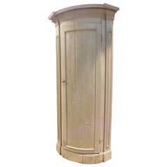 Antique Lacquered wooden wardrobe corner, light green, Italy 