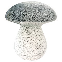 Large Murano Mushroom Shaped Dotted White and Black Glass Table Lamp 