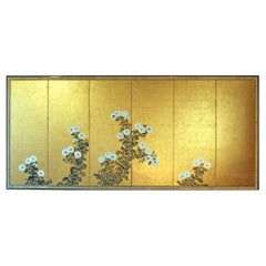 Antique Paravento Giapponese -  Foglia d'oro
