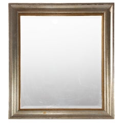 Large Silver Leaf Wall Mirror with Beaded Filet