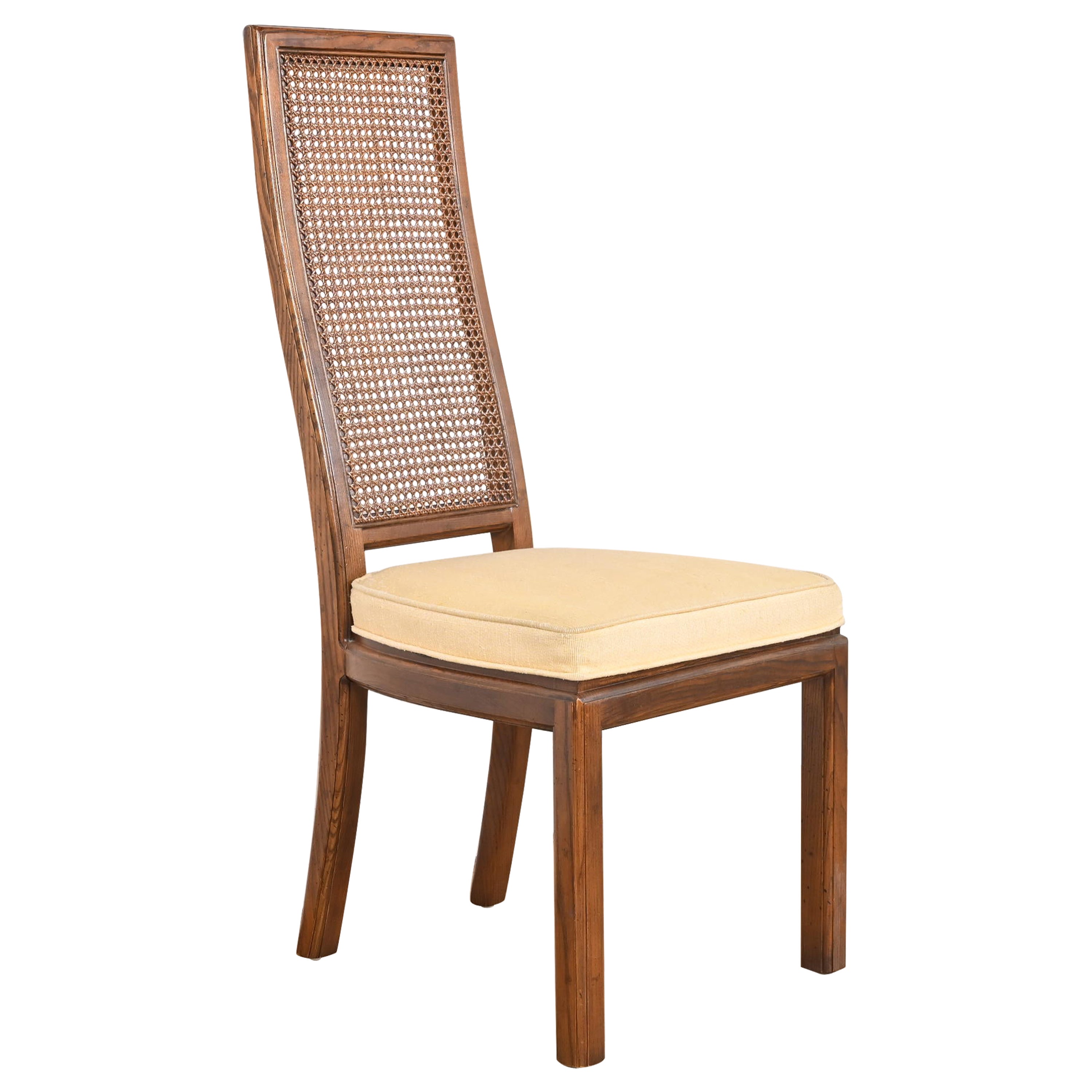 Henredon Mid-Century Modern Oak and Cane High Back Side Chair, Circa 1970s For Sale