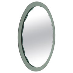 Galvorame Salbei Grün Oval abgeschrägter Spiegel, Italien 1960s