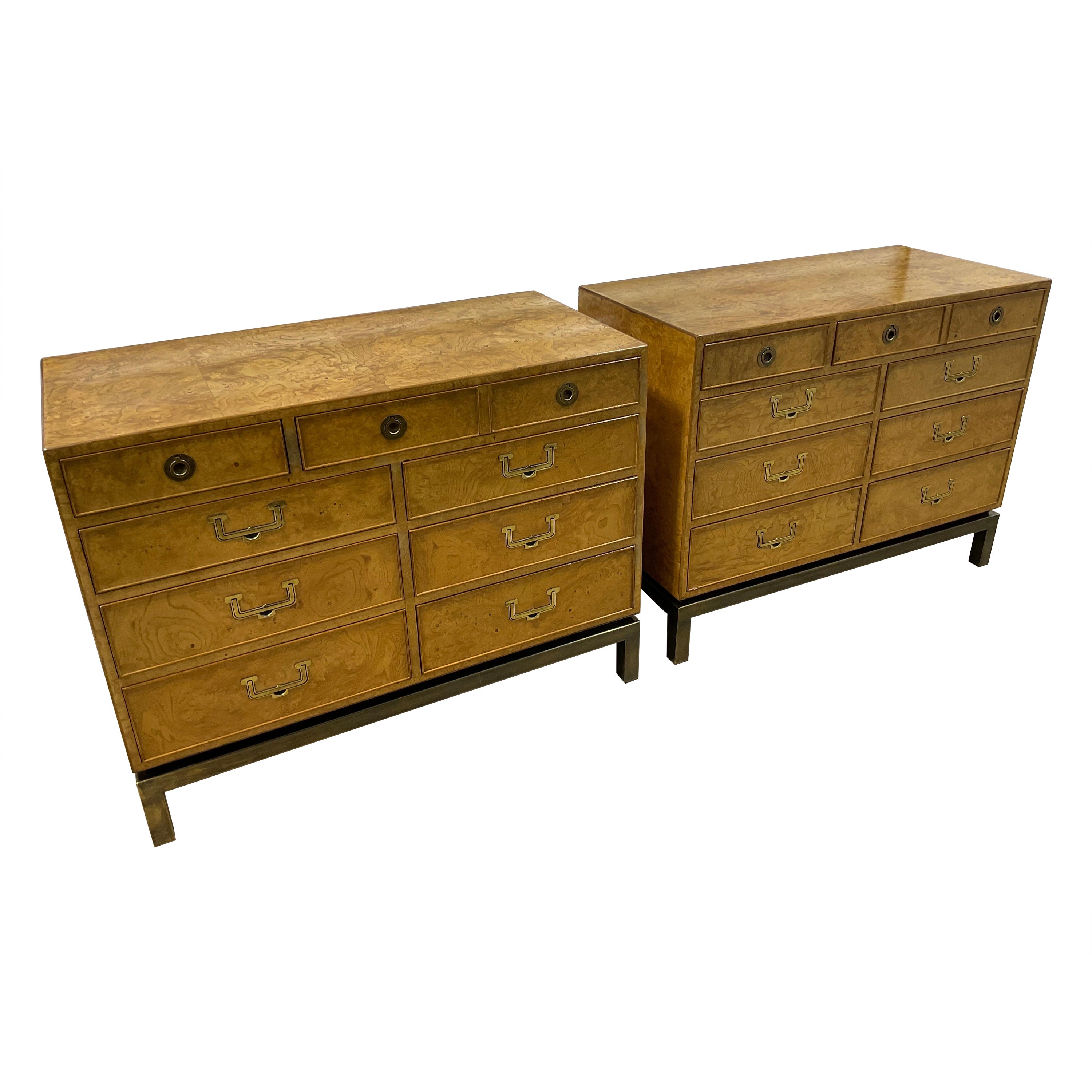 John Widdicomb Vintage Burled Bachelor Chests, a Pair For Sale