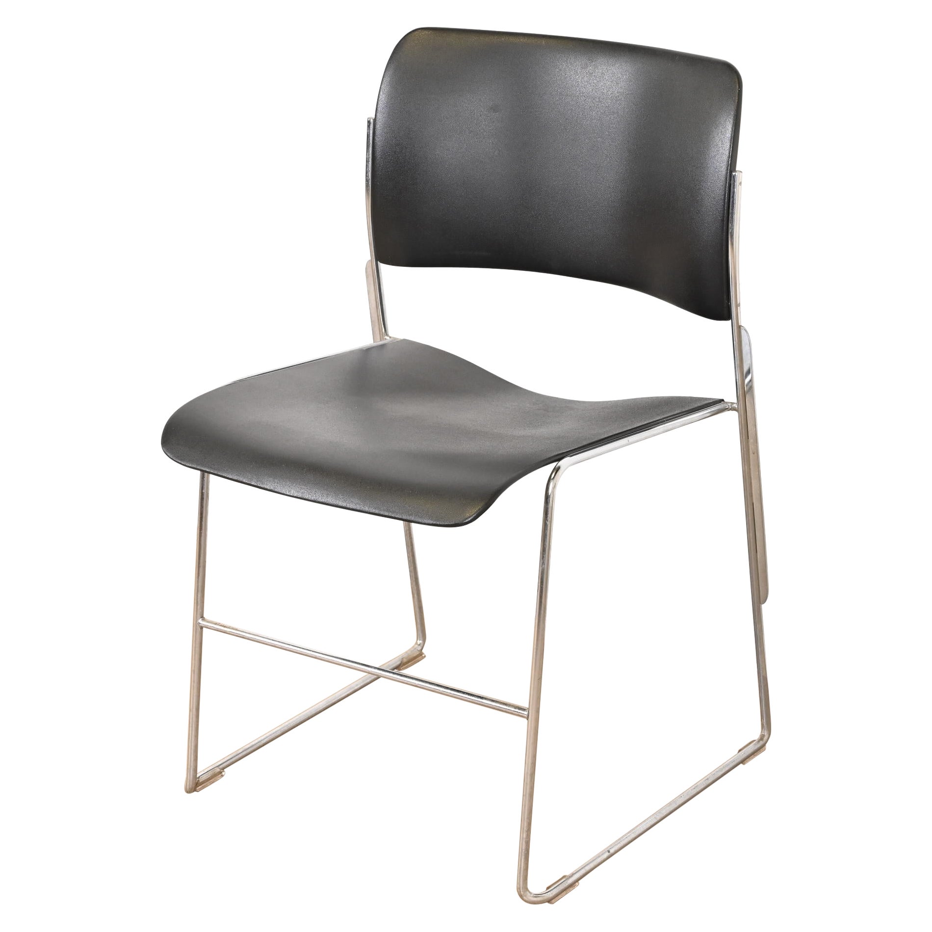 David Rowland 40/4 Black and Chrome Side Chair For Sale
