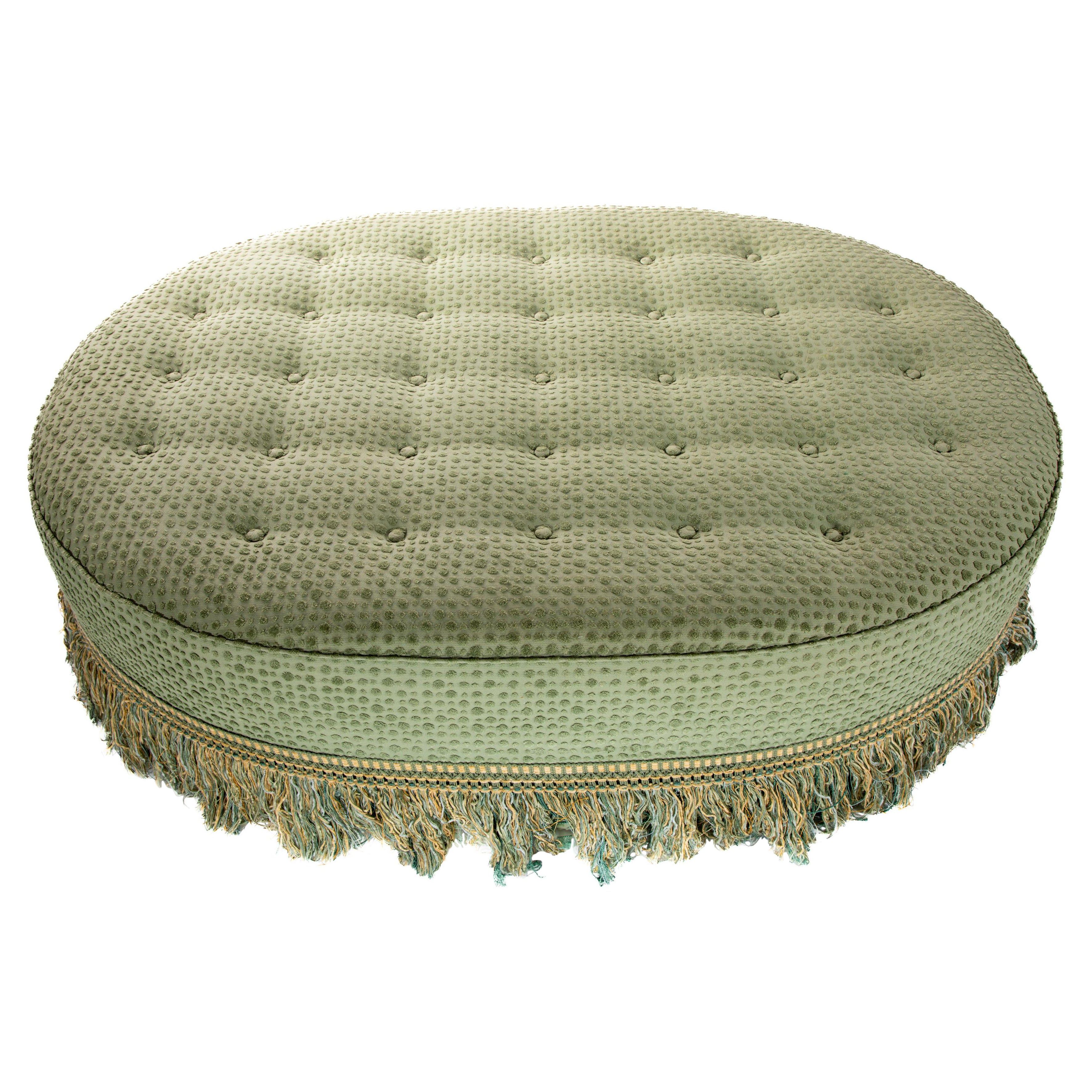 Oval Upholstered Tufted Ottoman
