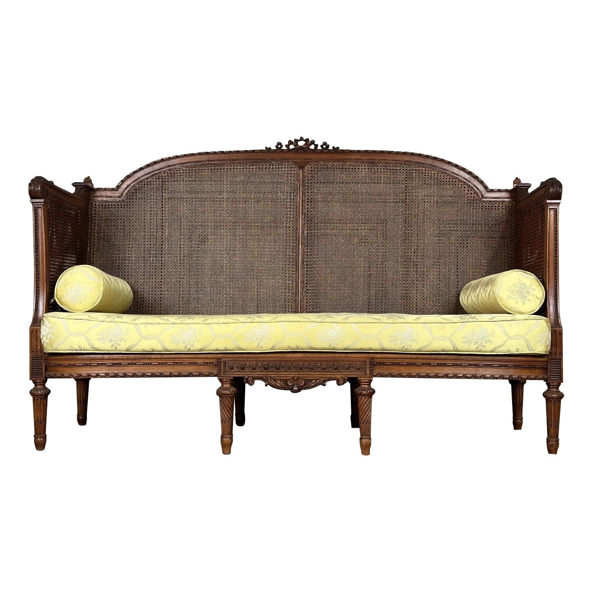 Louis XVI Style Bench In Finely Carved Walnut For Sale