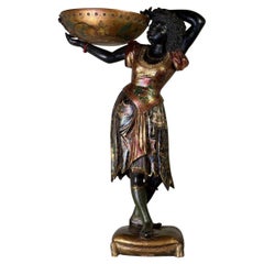 Polychrome Wooden Sculpture, Tray Holder, Venice Circa 1880