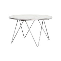 Mid-Century Architectural Marble Coffee Table with Paolo Piva Style Chrome Base