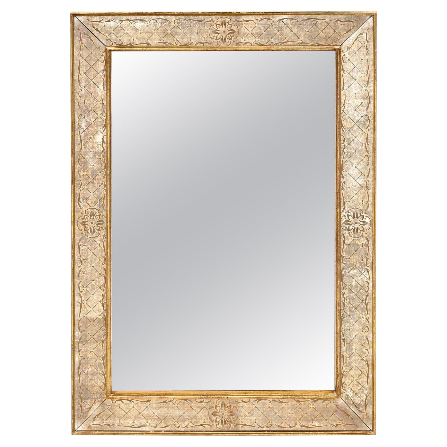 Vintage Eglomised French Mirror For Sale