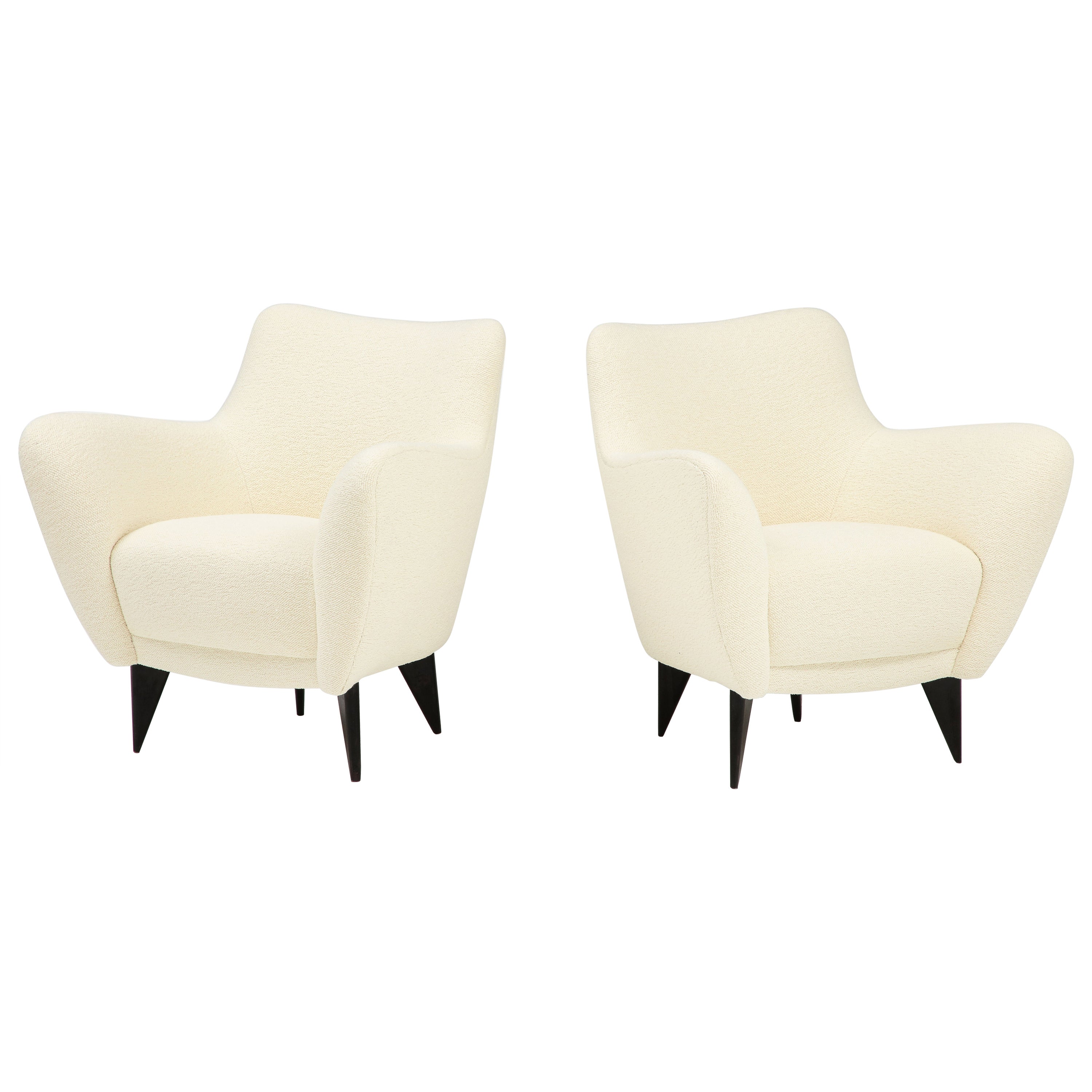Giulia Veronesi for ISA Bergamo Pair of  'Perla' Armchairs / Lounge Chairs  For Sale